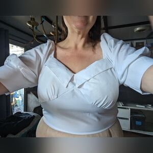 Adorable white crop top made in Thailand size XL